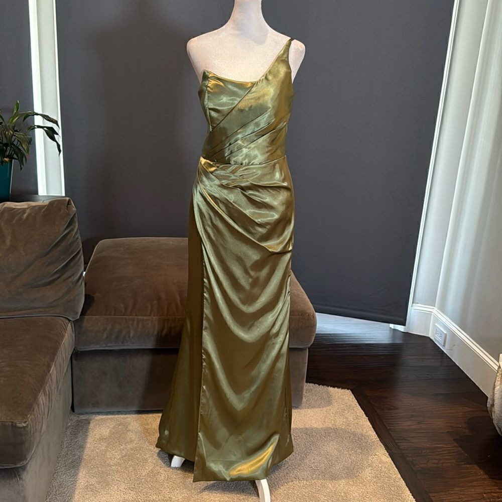 Women’s One Shoulder Mermaid Fit Corset Back Prom Party Dress Size 6 *READ FLAWS